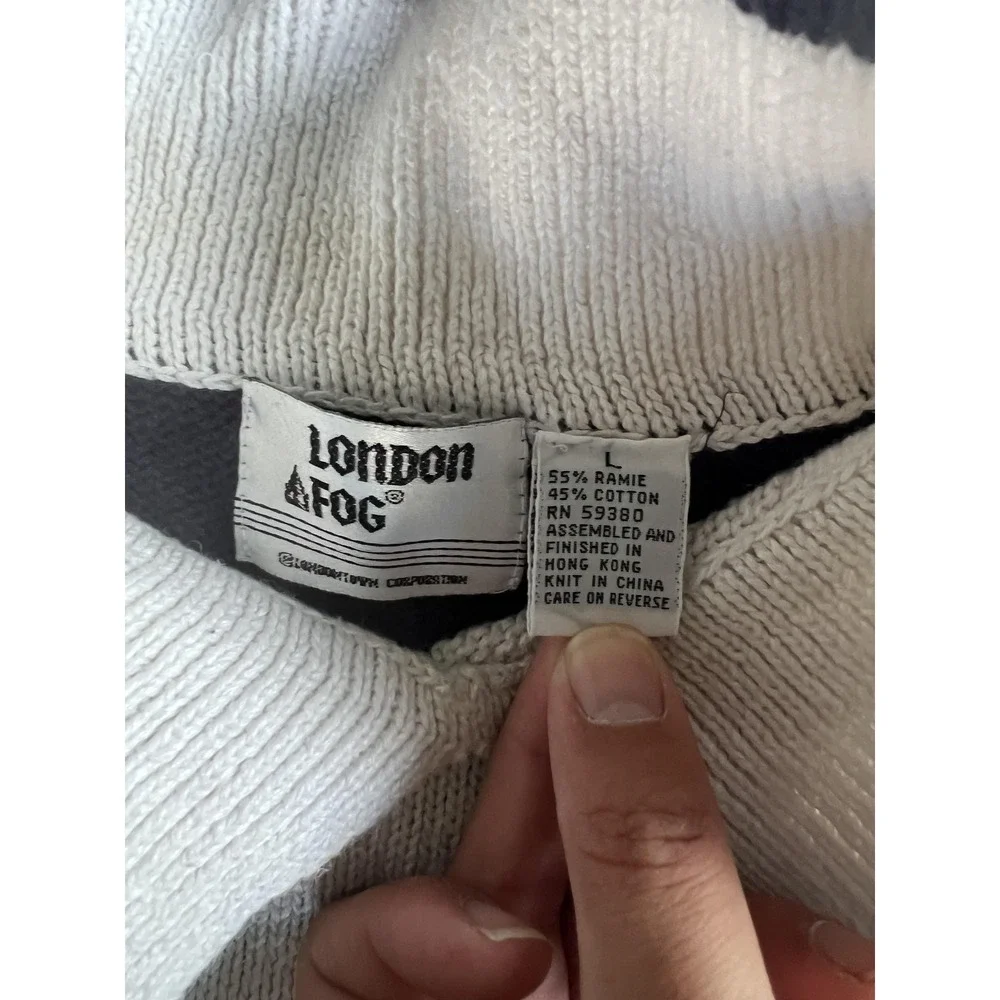 Vintage London Fog Sweater‎ Mens Large Nautical Flags Pullover Knit 90s
